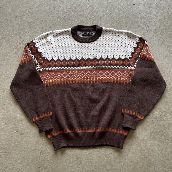 Colin St Marx Other - Vintage 70s Colin St Marx Sweater Size Medium Brown Geometric Pullover Acrylic